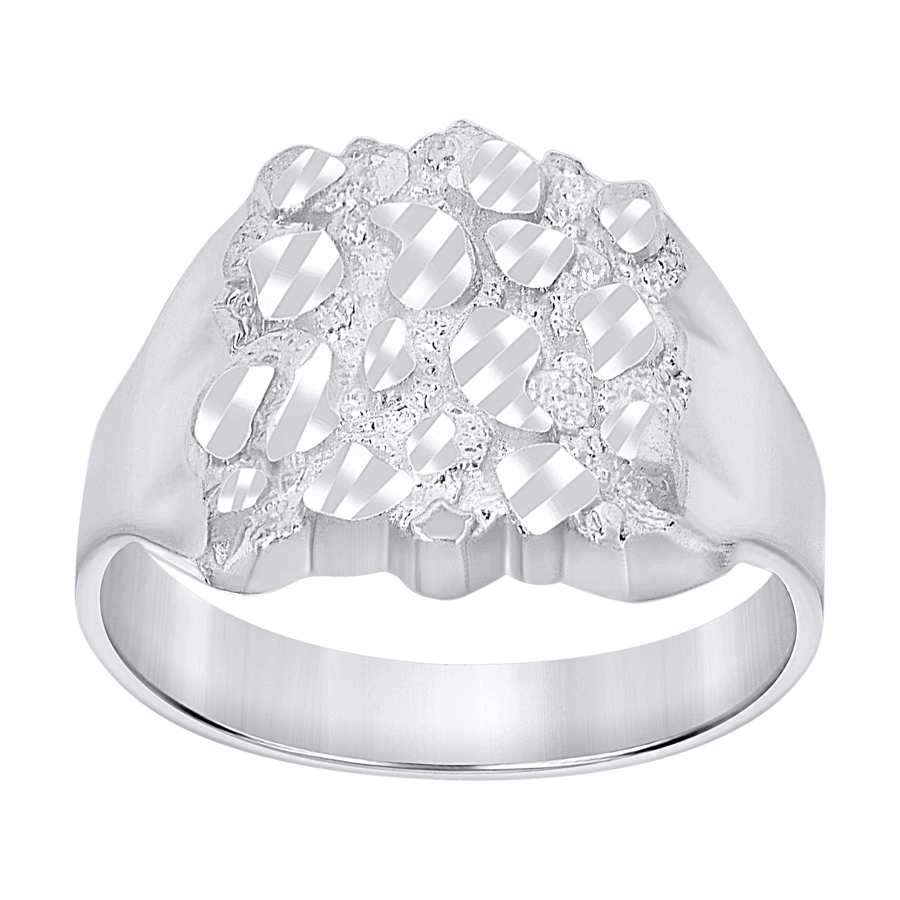 925 Sterling Silver Unisex Nugget Fashion Ring Size 11