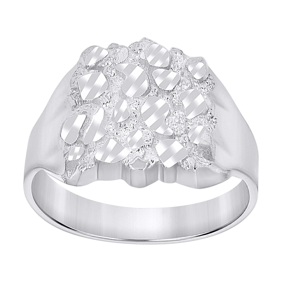 925 Sterling Silver Unisex Nugget Fashion Ring Size 11