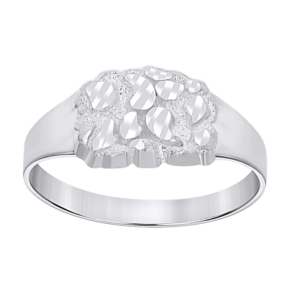 925 Sterling Silver Unisex Nugget Fashion Ring Size 11