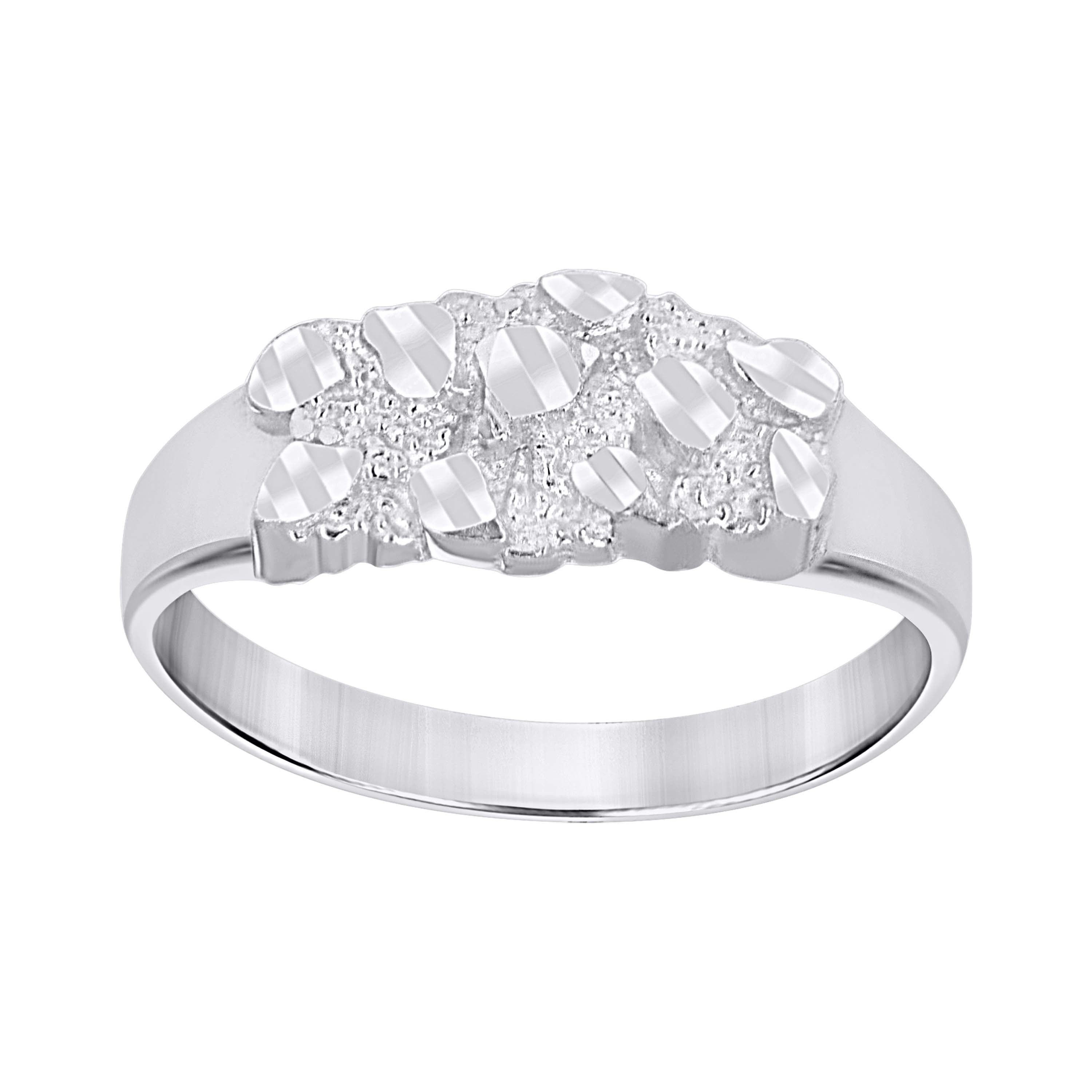 925 Sterling Silver Unisex Nugget Fashion Ring Size 6