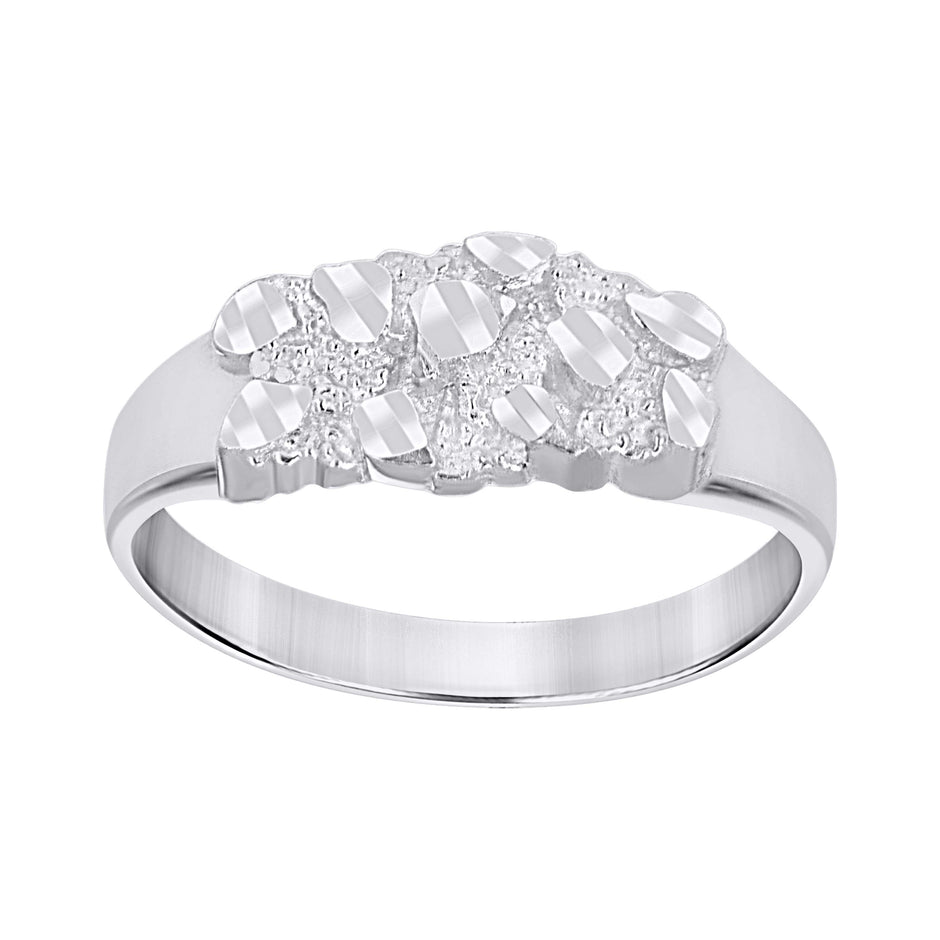 925 Sterling Silver Unisex Nugget Fashion Ring Size 6