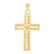 10kt Yellow Gold Unisex Diamond-Cut Cross Religious Charm Pendant