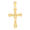 10kt Yellow Gold Diamond-Cut Unisex Cross Crucifix Religious Charm Pendant