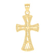 10kt Yellow Gold Mens Women Textured Cross Religious Charm Pendant