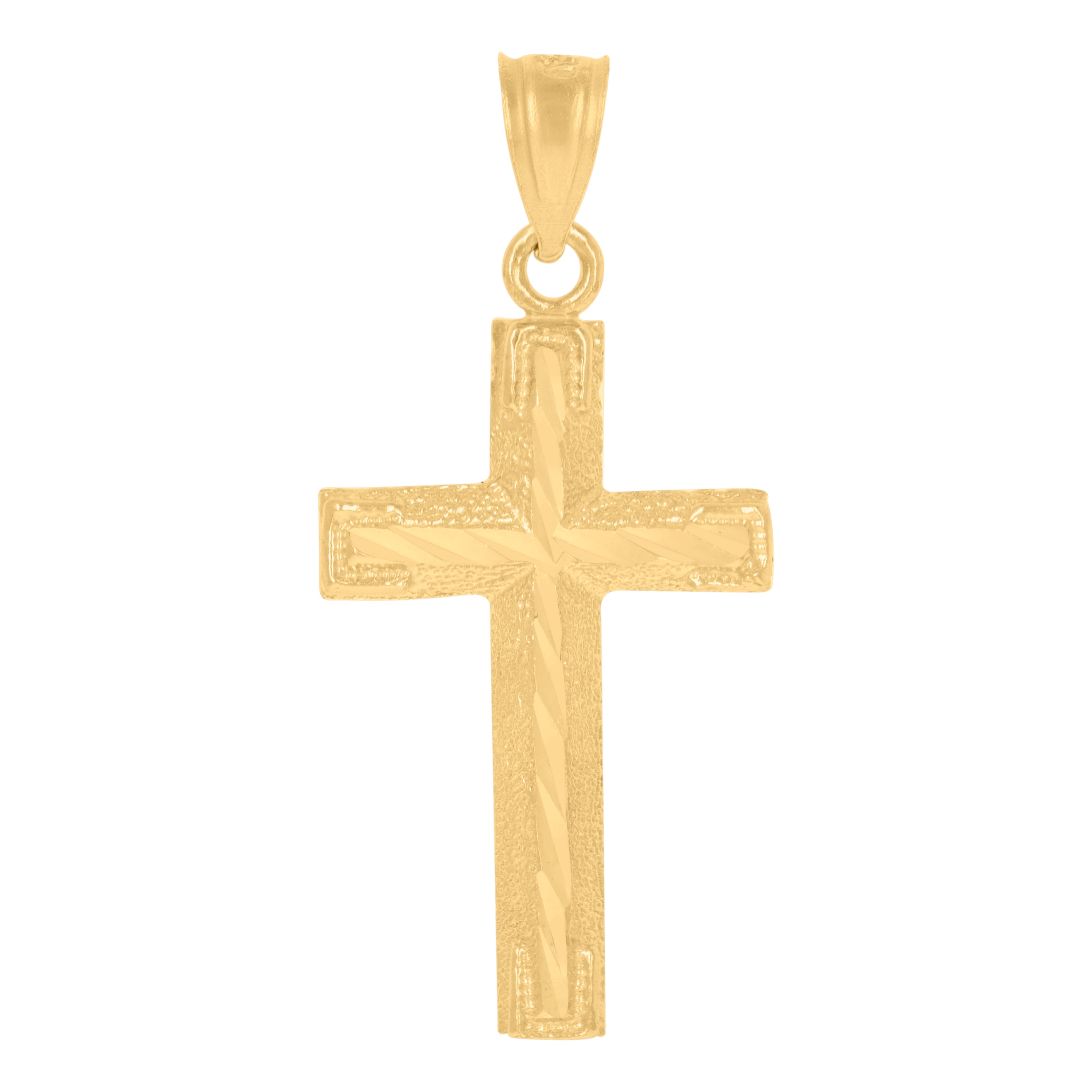 10kt Yellow Gold Mens Women Textured Cross Religious Charm Pendant
