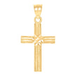 10kt Yellow Gold Mens Women Textured Cross Religious Charm Pendant