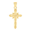 10kt Yellow Gold Unisex Diamond-Cut Textured Cross Religious Charm Pendant