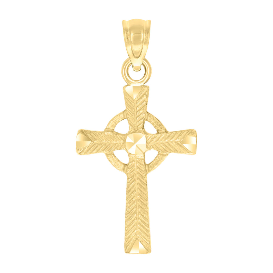 10kt Yellow Gold Unisex Textured Cross Religious Charm Pendant