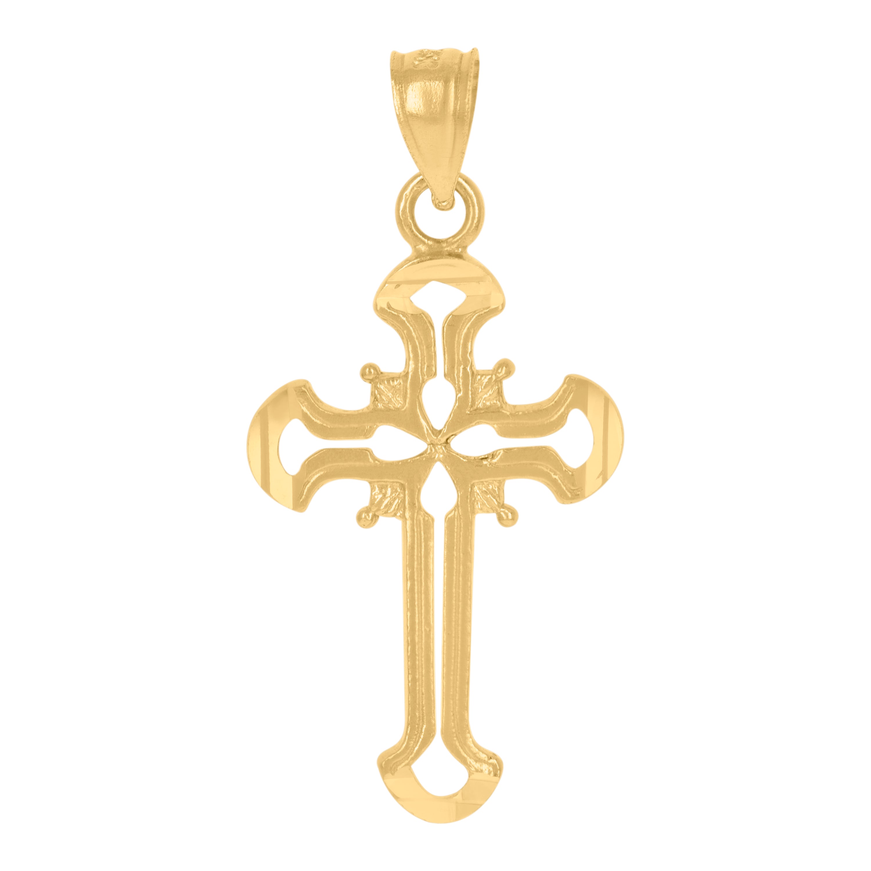 10kt Yellow Gold Mens Women Textured Cross Religious Charm Pendant