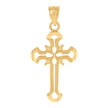 10kt Yellow Gold Mens Women Textured Cross Religious Charm Pendant