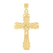 10kt Yellow Gold Unisex Textured Crucifix Cross Religious Charm Pendant