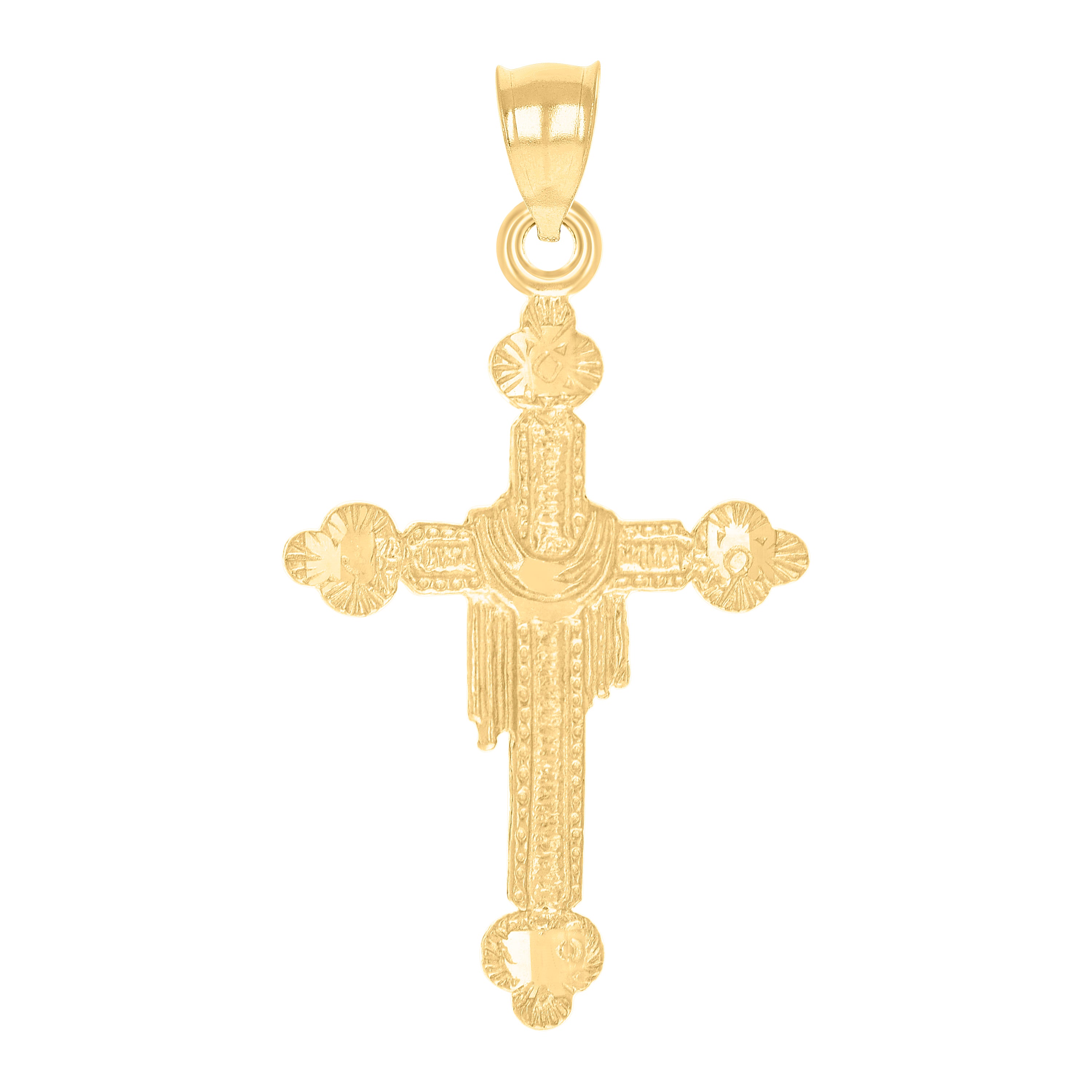 10kt Yellow Gold Diamond-Cut Unisex Wrapped Cross Religious Charm Pendant