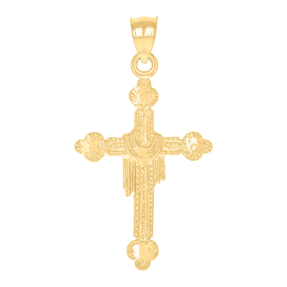10kt Yellow Gold Diamond-Cut Unisex Wrapped Cross Religious Charm Pendant