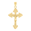10kt Yellow Gold Unisex Textured Crucifix Cross Religious Charm Pendant