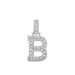 925 Sterling Silver Unisex Round Baguette Cubic Zirconia Initial Letter B Charm Pendant
