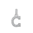 925 Sterling Silver Unisex Round Baguette Cubic Zirconia Initial Letter C Charm Pendant