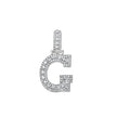 925 Sterling Silver Unisex Round Baguette Cubic Zirconia Initial Letter G Charm Pendant