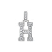 925 Sterling Silver Unisex Round Baguette Cubic Zirconia Initial Letter H Charm Pendant