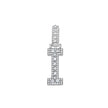 925 Sterling Silver Unisex Round Baguette Cubic Zirconia Initial Letter I Charm Pendant