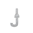 925 Sterling Silver Unisex Round Baguette Cubic Zirconia Initial Letter J Charm Pendant