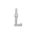 925 Sterling Silver Unisex Round Baguette Cubic Zirconia Initial Letter L Charm Pendant