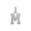 925 Sterling Silver Unisex Round Baguette Cubic Zirconia Initial Letter M Charm Pendant