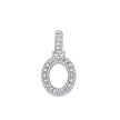 925 Sterling Silver Unisex Round Baguette Cubic Zirconia Initial Letter O Charm Pendant