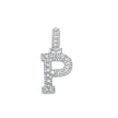 925 Sterling Silver Unisex Round Baguette Cubic Zirconia Initial Letter P Charm Pendant