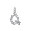 925 Sterling Silver Unisex Round Baguette Cubic Zirconia Initial Letter Q Charm Pendant