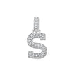 925 Sterling Silver Unisex Round Baguette Cubic Zirconia Initial Letter S Charm Pendant