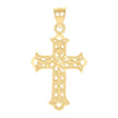 10kt Yellow Gold Mens Women Textured Cross Religious Charm Pendant