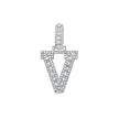 925 Sterling Silver Unisex Round Baguette Cubic Zirconia Initial Letter V Charm Pendant