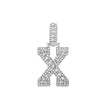 925 Sterling Silver Unisex Round Baguette Cubic Zirconia Initial Letter X Charm Pendant