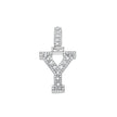 925 Sterling Silver Unisex Round Baguette Cubic Zirconia Initial Letter Y Charm Pendant