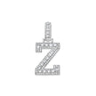 925 Sterling Silver Unisex Round Baguette Cubic Zirconia Initial Letter Z Charm Pendant