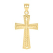 10kt Yellow Gold Unisex Textured Cross Religious Charm Pendant
