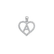 925 Sterling Silver Womens Cubic Zirconia Initial Letter A Heart Charm Pendant