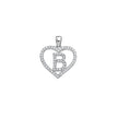 925 Sterling Silver Womens Cubic Zirconia Initial Letter B Heart Charm Pendant