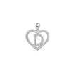 925 Sterling Silver Womens Cubic Zirconia Initial Letter D Heart Charm Pendant
