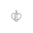 925 Sterling Silver Womens Cubic Zirconia Initial Letter E Heart Charm Pendant