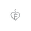 925 Sterling Silver Womens Cubic Zirconia Initial Letter F Heart Charm Pendant