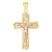 10kt Two-Tone Gold Unisex Crucifix Cross Religious Charm Pendant