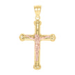 10kt Gold Two-Tone Unisex Cross Crucifix Religious Charm Pendant