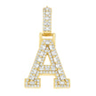 925 Sterling Silver Yellow-Tone Unisex Baguette Round 0.41ct, 0.46ct Moissanite Initial Alphabet A Charm Pendant