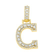 925 Sterling Silver Yellow-Tone Unisex Baguette Round 0.37ct, 0.40ct Moissanite Initial Alphabet C Charm Pendant