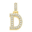 925 Sterling Silver Yellow-Tone Unisex Baguette Round 0.42ct, 0.48ct Moissanite Initial Alphabet D Charm Pendant