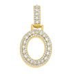 925 Sterling Silver Yellow-Tone Unisex Baguette Round 0.40ct, 0.56ct Moissanite Initial Alphabet O Charm Pendant