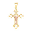 10kt Gold Two-Tone Diamond-Cut Unisex Cross Crucifix Religious Charm Pendant