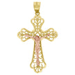 10kt Gold Two-Tone Diamond-Cut Unisex Cross Crucifix Religious Charm Pendant