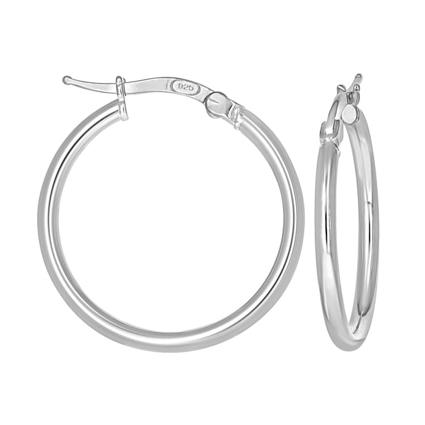 925 Sterling Silver Womens Round Tube Hoop Earrings 